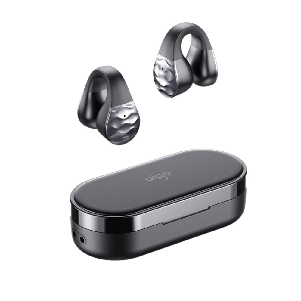 aigo SA03 Wireless Open-Ear Clip Earbuds, Soft Springback silicone with Built-in Mic, Audio Headset